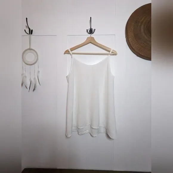 Women's white sheer tank top  - XL Buttons - Picture 8 of 11